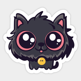 Cute persian black cat drawing Sticker